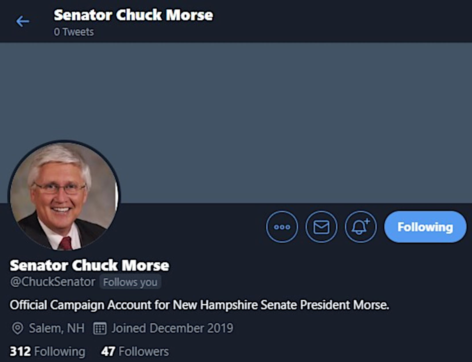 Chuck Morse fake Twitter account